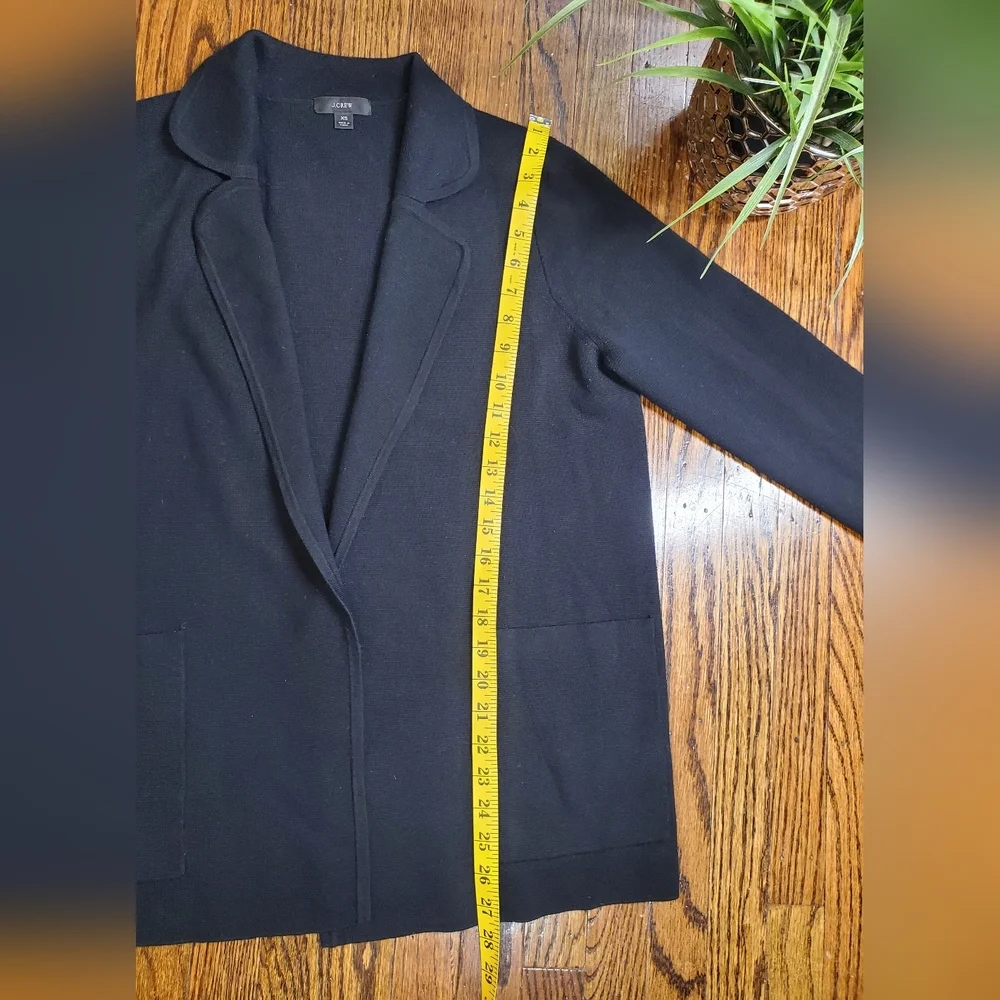 J. Crew Women's Blazer 365 Sophie Merino Wool Blend Swaeter Cardigan Black Sz XS